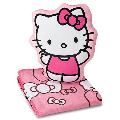 Hello Kitty Pink Bow Pretty Silk Touch Throw Blanket and Cloud Pal Set