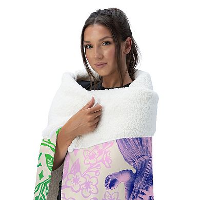 Wicked 2 Pink And Green Silk Touch Faux Shearling Throw Blanket 50 x 60 inches