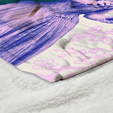 Wicked 2 Pink And Green Silk Touch Faux Shearling Throw Blanket 50 x 60 inches