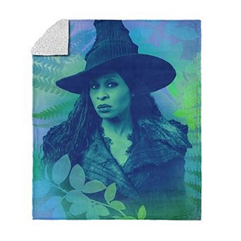 Wicked 2 Greenery Silk Touch Faux Shearling Throw Blanket 50 x 60 in
