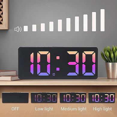 Alarm Clock Five Color Lights, Dual Alarms, Adjustable Brightness for Bedroom 6.1"L x 0.9"W x 2.5"H