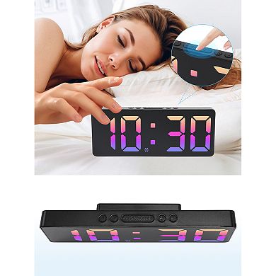 Alarm Clock Five Color Lights, Dual Alarms, Adjustable Brightness for Bedroom 6.1"L x 0.9"W x 2.5"H