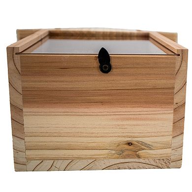 Wooden Window Birdhouse with Large Suction Cups, Hanging Rope and Slide-Out Tray