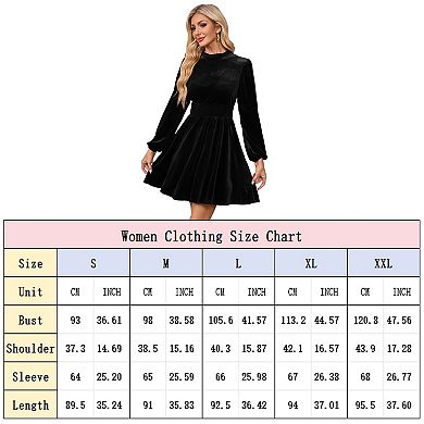 Women's Fall Velvet Mini Dress Long Sleeve Mock Neck High Waist Ruffle A Line Flowy Party Dresses