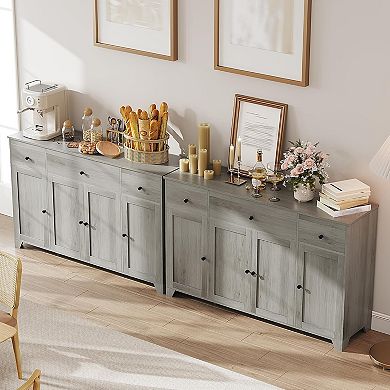 Sideboard Buffet Cabinet, 55in Large Modern Kitchen Coffee Bar Cupboard Cabinet