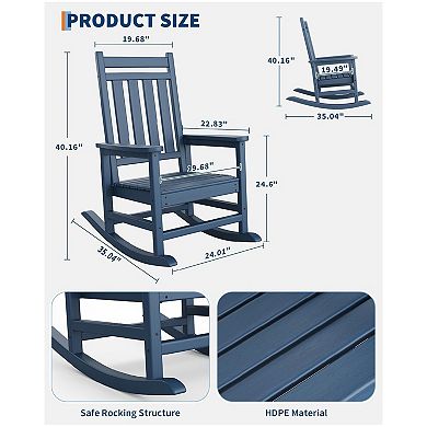 Rocking Chair Outdoor, HDPE All Weather Oversized Rocking Chairs for Outside