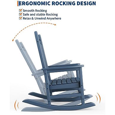 Rocking Chair Outdoor, HDPE All Weather Oversized Rocking Chairs for Outside