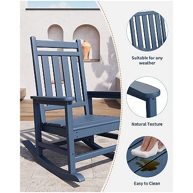 Rocking Chair Outdoor, HDPE All Weather Oversized Rocking Chairs for Outside