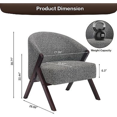 Mid-Century Modern Accent Chair with Sturdy Wood Frame & Plush Cushions