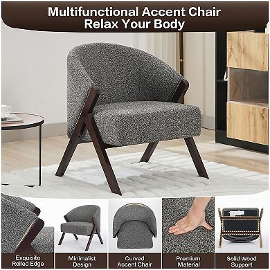 Mid-Century Modern Accent Chair with Sturdy Wood Frame & Plush Cushions