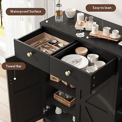 Shoe Storage Cabinet with Doors and Drawers, 42'' Tall Modern Shoe Cabinet with 3 Adjustable Shelves