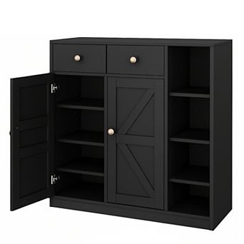 Shoe Storage Cabinet with Doors and Drawers, 42'' Tall Modern Shoe Cabinet with 3 Adjustable Shelves