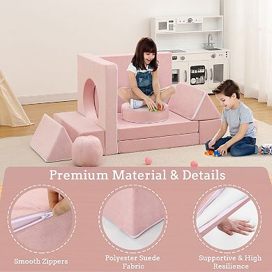 Kids Play Couch, 12 Pcs Modular Toddler Couch, Toddler Couch Kids Sofa for Playing, Creativity