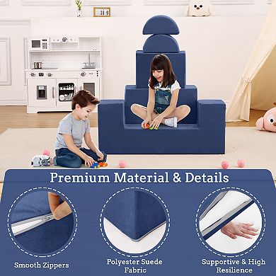Kids Play Couch, 6Pcs Modular Kids Play Sofa for Playroom Bedroom, Modular Couch Toddler Foam Sofa