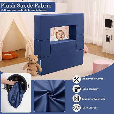 Kids Play Couch, 6Pcs Modular Kids Play Sofa for Playroom Bedroom, Modular Couch Toddler Foam Sofa