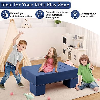 Kids Play Couch, 6Pcs Modular Kids Play Sofa for Playroom Bedroom, Modular Couch Toddler Foam Sofa