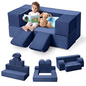 Kids Play Couch, 6 pc Modular Kids Play Sofa for Playroom Bedroom, Modular Couch Toddler Foam Sofa
