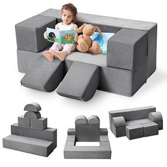 Kids Play Couch, 6 pc Modular Kids Play Sofa for Playroom Bedroom, Modular Couch Toddler Foam Sofa