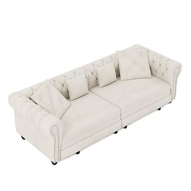 Whisen 3-in-1 Pull-Out Sofa Bed, 3-Seater Sofa, Convertible Sleeper Sofa Bed with Movable Ottoman