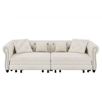 Whisen 3-in-1 Pull-Out Sofa Bed, 3-Seater Sofa, Convertible Sleeper Sofa Bed with Movable Ottoman