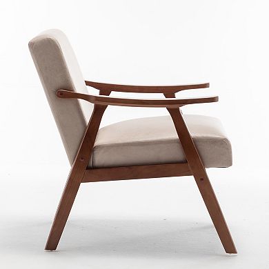 Whisen Mid-Century Modern Chair, Accent Chair with Solid Wood Frame and Extra-Thick Backrest