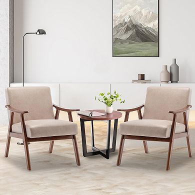 Whisen Mid-Century Modern Chair, Accent Chair with Solid Wood Frame and Extra-Thick Backrest