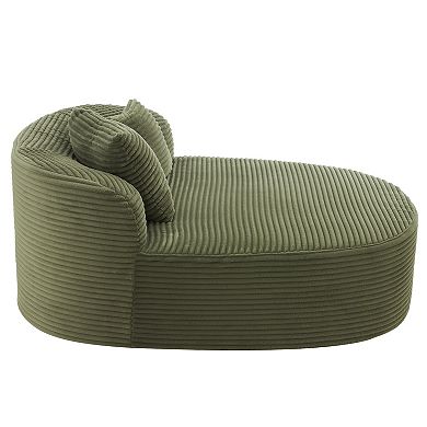 Whisen Corduroy Chaise Lounge Sofa & Sofa Bed & Compression Sofa Couch with Two Supportive Pillows