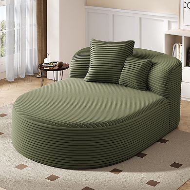 Whisen Corduroy Chaise Lounge Sofa & Sofa Bed & Compression Sofa Couch with Two Supportive Pillows
