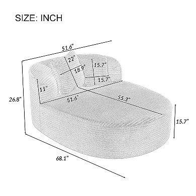 Whisen Corduroy Chaise Lounge Sofa & Sofa Bed & Compression Sofa Couch with Two Supportive Pillows