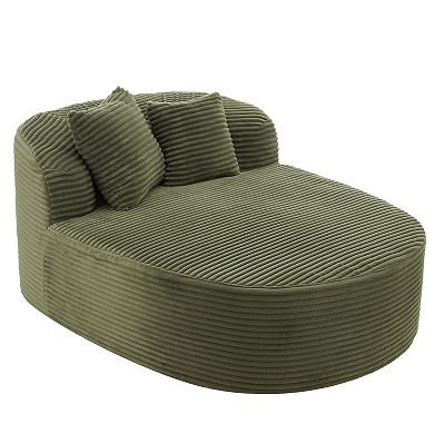 Whisen Corduroy Chaise Lounge Sofa & Sofa Bed & Compression Sofa Couch with Two Supportive Pillows