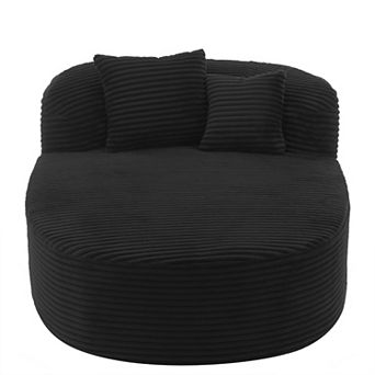 Whisen Corduroy Chaise Lounge Sofa & Sofa Bed & Compression Sofa Couch with Two Supportive Pillows