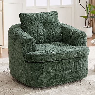 Whisen 36.6" Swivel Sofa Chair, Swivel Round Chair & Couch with Dual-layer Cushion Design