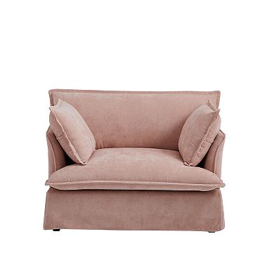 Whisen Oversized Sofa Chair with Dual-Port Charging, Skirted Base, Curved Armrest, Throw Pillows