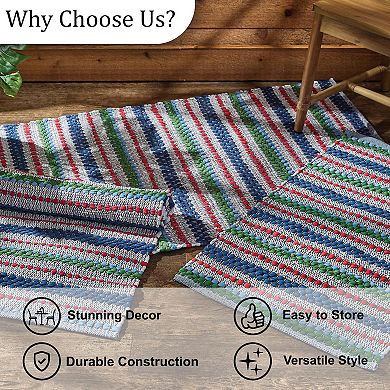 Park Designs Boundary Waters Grey Stripe Chindi Indoor Rug