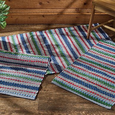 Park Designs Boundary Waters Grey Stripe Chindi Indoor Rug