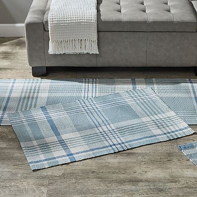 Split P Lyra Blue Plaid Woven Indoor Rug