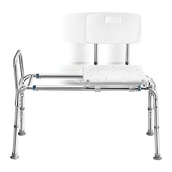 Sliding Shower Transfer Bench - Adjustable Height, Up to 400 lbs, for Elderly and Disabled