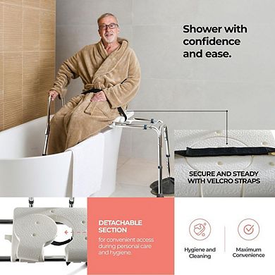 Sliding Shower Transfer Bench - Adjustable Height, Up to 400 lbs, for Elderly and Disabled