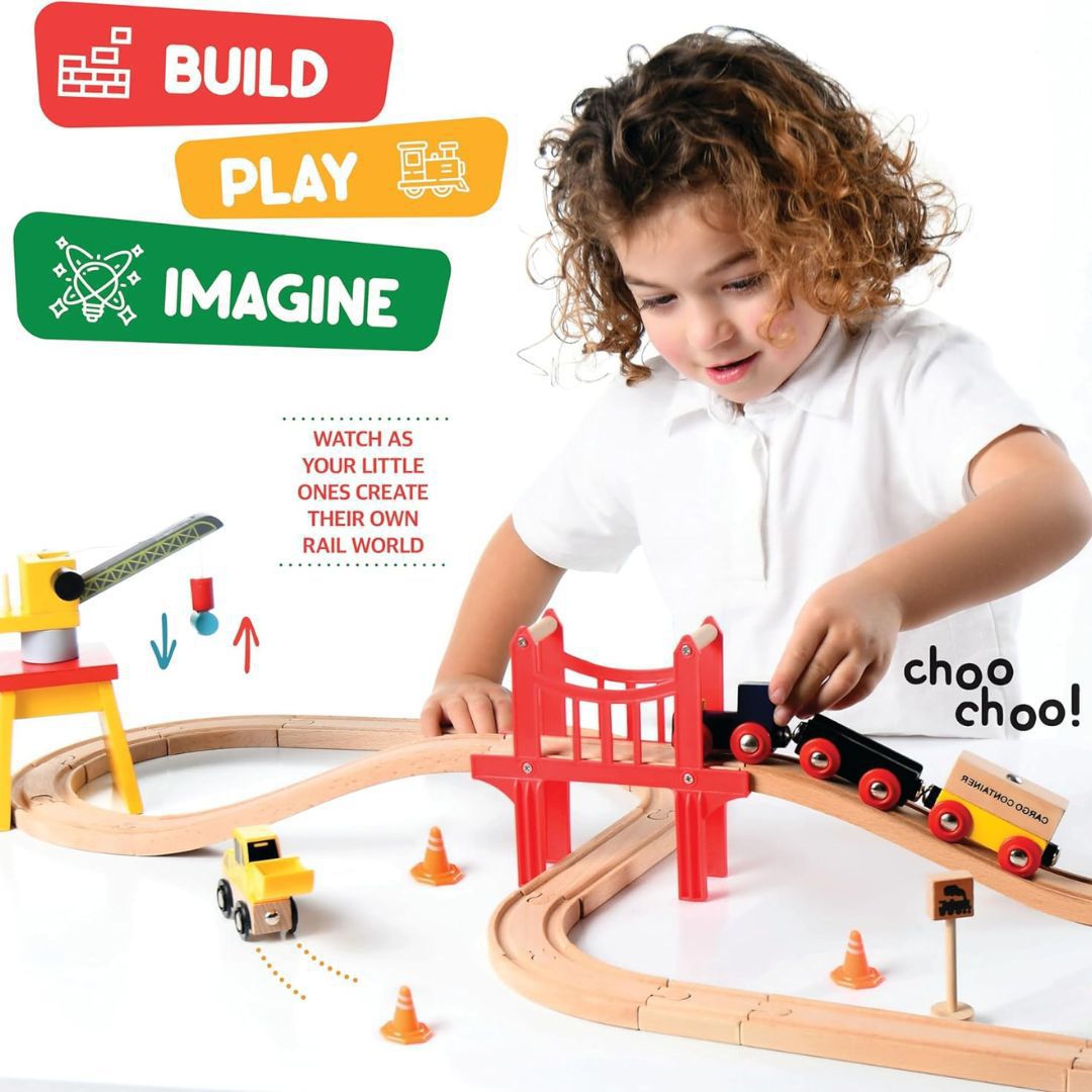 thumbnail image 2 of Maxim Enterprise, Inc Wooden Train Track Over & Under 2 of 12