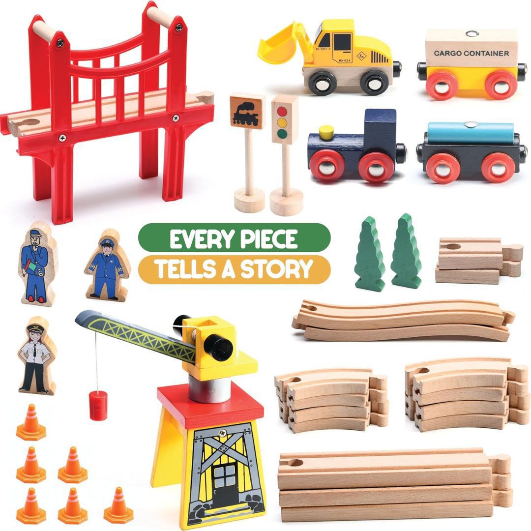thumbnail image 2 of Maxim Enterprise, Inc Wooden Train Track Over & Under 2 of 12
