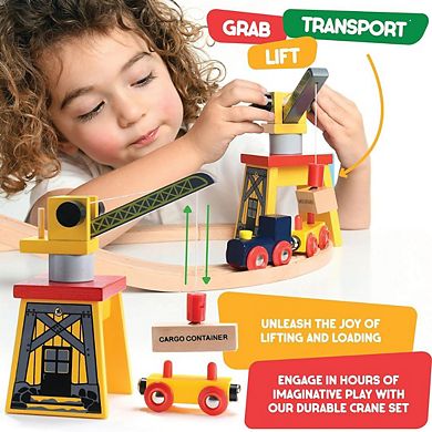 38 Pcs Wood Train Track Set for Toddlers with Accessories - Compatible with Major Brands