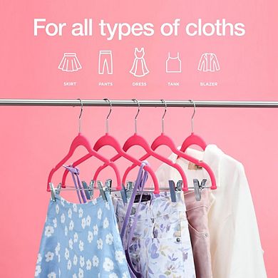 10 Pack Clothes Hangers with clips Pink Velvet Hangers Ultra Thin No Slip