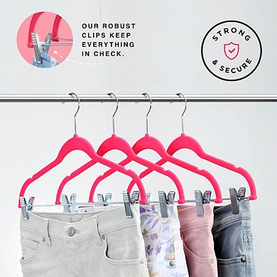 10 Pack Clothes Hangers with clips Pink Velvet Hangers Ultra Thin No Slip