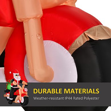 6' Long Santa Riding A Motorcycle Inflatable Christmas Lawn Outdoor Led