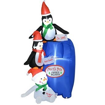 Homcom 6ft Christmas Inflatables Outdoor Decorations North Pole Mailbox