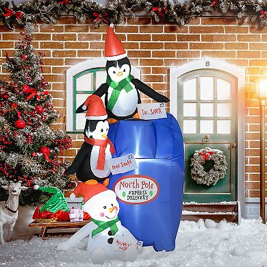 Homcom 6ft Christmas Inflatables Outdoor Decorations North Pole Mailbox