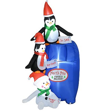 Homcom 6ft Christmas Inflatables Outdoor Decorations North Pole Mailbox