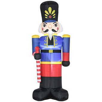 Outside Lawn, Flashy 8ft Inflated Christmas Nutcracker Soldier With Scepter