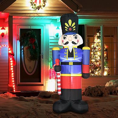 Outside Lawn, Flashy 8ft Inflated Christmas Nutcracker Soldier With Scepter