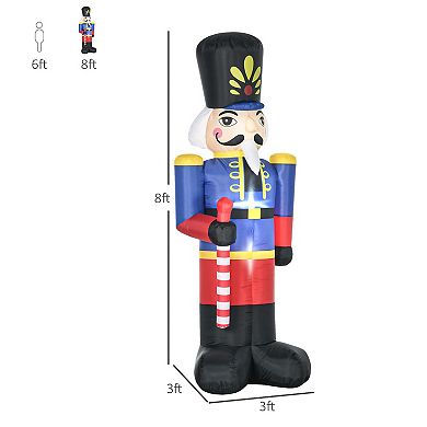 Outside Lawn, Flashy 8ft Inflated Christmas Nutcracker Soldier With Scepter